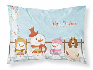 Carolines Treasures Merry Christmas Carolers Dog Fabric Standard Pillowcase, White, Cheerful Print, Moisture Wicking