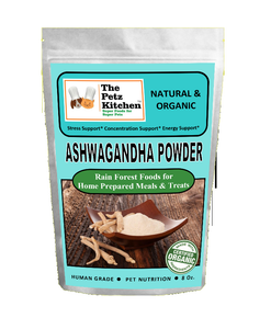 Ashwagandha Powder - Stress, Concentration & Energy Support*  The Petz Kitchen Dogs Cats - 725272418314