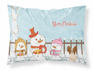Carolines Treasures, Inc Merry Christmas Carolers Dog Fabric Standard Pillowcase, White, Moisture Wicking Winter Fun