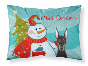 Carolines Treasures Snowman with Dog Fabric Standard Pillowcase, Moisture-Wicking Bedding Accent