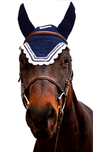 Equine Couture Fly Bonnet with Silver Lurex & Contrast Color - 849913044257