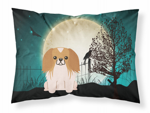 Carolines Treasures Halloween Scary With Dog Fabric Standard Pillowcase, White, Creepy Design, Moisture Wicking