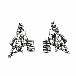 AWST Int'l Sterling Silver & CZ Barrel Racing Earrings - 840862011840