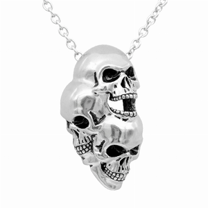 Three-Headed Skull Necklace - 734130259594