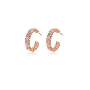 Love At First Sight 18 Kt Gold Plated 925 Sterling Silver Polished And Rose Gold Plated Cross Link Cable Earrings - 702921574942