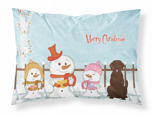 Carolines Treasures Merry Christmas Carolers Dog Fabric Standard Pillowcase, White, Moisture Wicking Yuletide Cheer