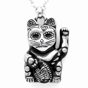 Cat Necklace Day of the Dead Maneki-Neko - 734130257729