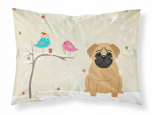 Carolines Treasures, Inc Christmas Presents between Friends Dog Fabric Standard Pillowcase, White and Artwork, Standard Size Holiday Gift