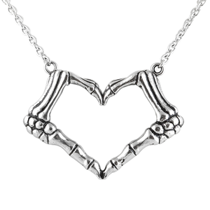 Skeleton Hand Heart Necklace - I Love You To Death - 734130257866
