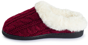 Pupeez Girls Cable Knit Slippers Fleece Lined House Shoe - 049108256239