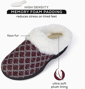 Roxoni Womens Cozy Memory Foam Slippers, Fuzzy Warm Faux Fur, Indoor Outdoor Rubber Sole - 491089957628