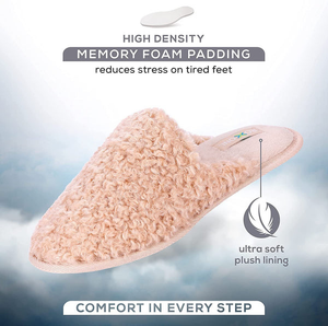 ROXONI Women Slipper Cozy Memory Foam, Indoor Outdoor Rubber Sole - 491089957649