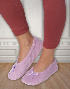 Roxoni Women's Terry Classic Cotton Ballerina Slippers (Pack of 2) - 049108995318