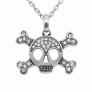 Studded Skull & Crossbones Necklace - 734130261207