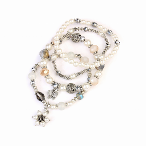 Multi Line Butterfly Pearl Classy Stackable Stretch Beads Bracelets ( Variety Colors Available ) By DOBBI - 880354368922