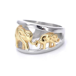 Golden Elephants Ring From TRUNK SHOW Collection - 740016240976