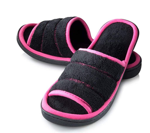 Roxoni Women's Open Toe Memory Foam Slippers with Contrast Design -Sizes 6 to 11 -style #2189 - 491089957603