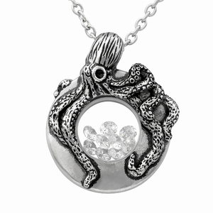 Kraken Floating Charm with White Swarovski Necklace - 734130261450