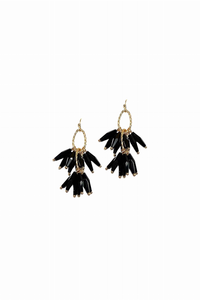 Black Stone Multi Gold Facet Dangle Earring - 196704534214