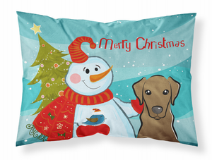 Carolines Treasures Snowman with Dog Decorative Standard Pillowcase, White, Soft Fabric