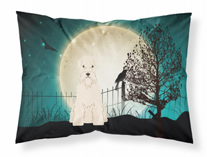 Carolines Treasures, Inc Halloween Scary With Dog Fabric Standard Pillowcase, White with Artwork, Fun Print, Moisture Wicking Material