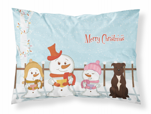 Carolines Treasures, Inc Merry Christmas Carolers Dog Fabric Standard Pillowcase, White, Moisture Wicking Cozy Night
