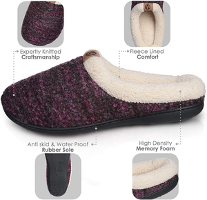 Roxoni Womens Knitted Fleece Lined Clog Slippers Warm House Shoe - 049108991099