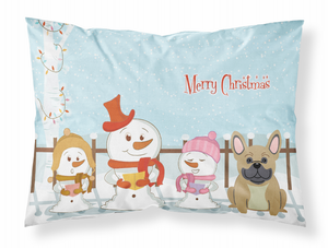 Carolines Treasures Merry Christmas Carolers Dog Fabric Standard Pillowcase, White with Artwork, Winter Magic, Moisture Wicking Material