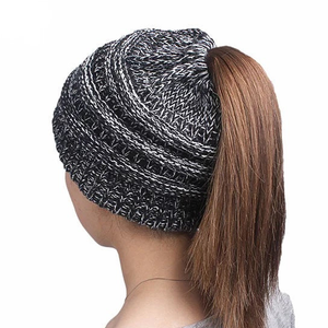 Pony Beanie Super Cute Cable Knit Hat - 723466552141