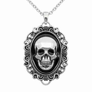 Skull "Portrait of Death" Cameo Necklace - 734130259457