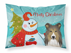 Snowman with Dog Fabric Standard Pillowcase - 638508136299