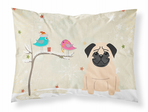 Carolines Treasures, Inc Christmas Presents between Friends Dog Fabric Standard Pillowcase, White, Moisture Wicking Festive Edition
