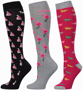 TuffRider Ladies Flamingo/Boat/Horse Knee Hi Socks - 3 Pack - 849913009430
