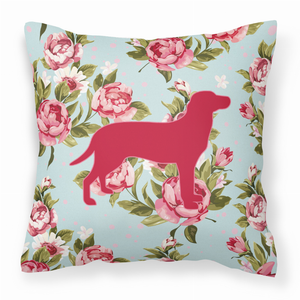 Dog Silhouette Shabby Chic Roses Fabric Decorative Pillow - 615872547050