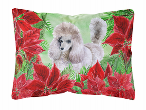 Poinsettas Dog Art Canvas Fabric Decorative Pillow - 652259193004