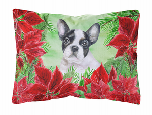 Poinsettas Dog Art Canvas Fabric Decorative Pillow - 652259193455