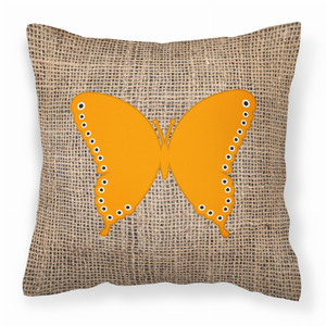 Butterfly Burlap Fabric Decorative Pillow - 615872543632