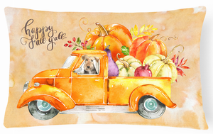 Dog Art/Fall Harvest Canvas Fabric Decorative Pillow - 652259324620
