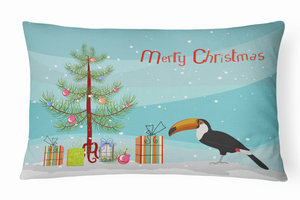 Bird Art Merry Christmas Canvas Fabric Decorative Pillow - 194030396186