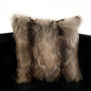 Plutus Gray,Charcoal,Black Brandy Grey Fox Animal Faux Fur Luxury Throw Pillow - 017247672631