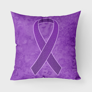 Ribbon Cancer Awareness Fabric Decorative Pillow - 615872855292