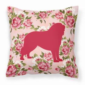 Dog Silhouette Shabby Chic Roses Fabric Decorative Pillow - 638508356994