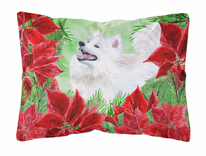 Poinsettas Dog Art Canvas Fabric Decorative Pillow - 652259193264