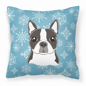 Winter Snowflake Dog Face Design Fabric Decorative Pillow - 638508110473