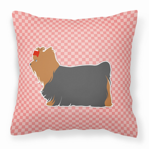 Dog Profile Checkerboard Design Fabric Decorative Pillow - 638508511171