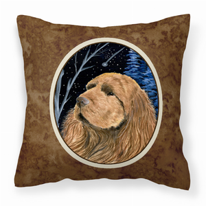 Starry Night Design with Dog Picture Fabric Decorative Pillow - 615872504336