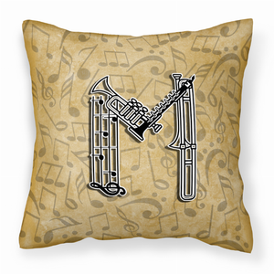 Monogram Letter Musical Instrument Alphabet Fabric Decorative Pillow - 615872976355