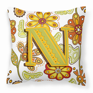 Monogram Letter Floral Fabric Decorative Pillow - 615872976102
