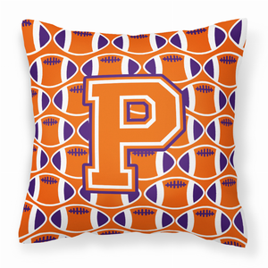 Monogram Letter Football Fabric Decorative Pillow - 638508324016