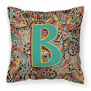 Monogram Letter Retro Tribal Alphabet Fabric Decorative Pillow - 615872978571